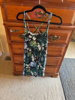 Floral Strappy Sundress in Black and Green